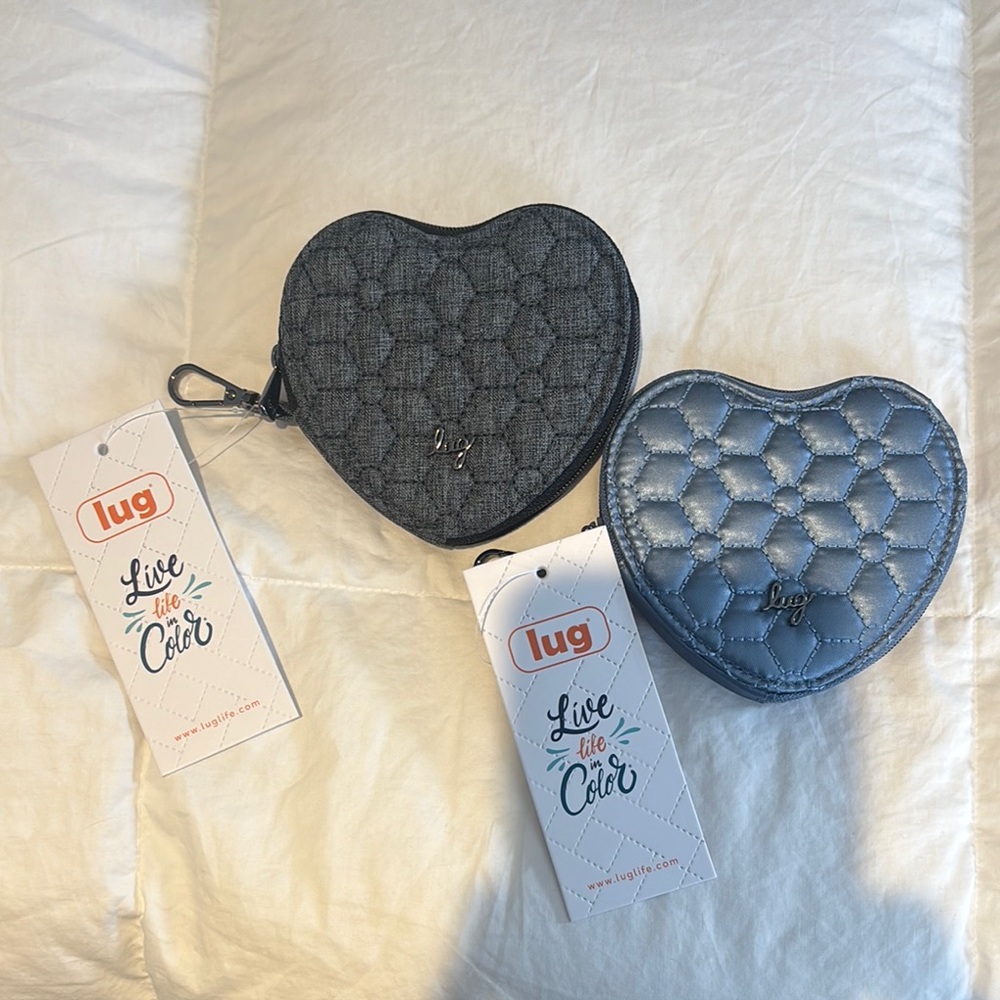 Lug Heart-Shaped Coin Purses in Gray and Blue
